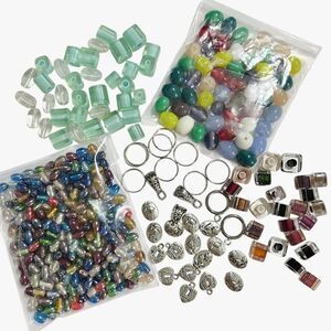 Mixed Lot Glass Beads Lined Cube Oval Luster Jewelry Supplies Colorful Variety